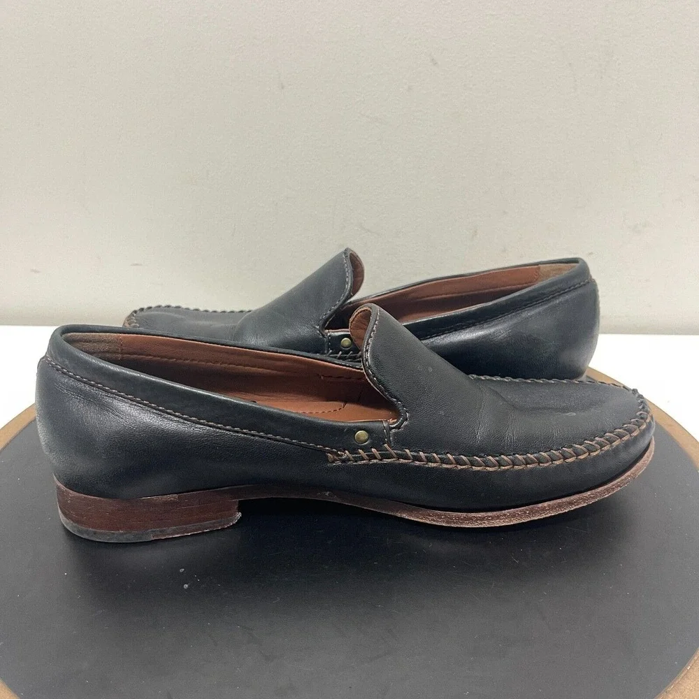 Trask Loafers Men 9.5 M Moc Toe Slip On Leather Dress Casual Shoes Black Classic